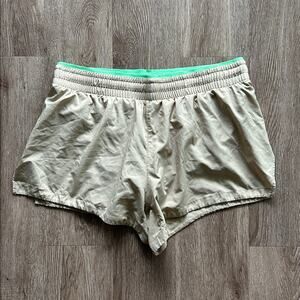Fabletics Breath Mid Rise Run Shorts Khaki Green Pop Size‎ Large